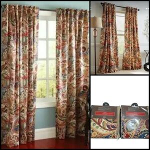 New Rare Pier 1 Vibrant Paisley Patterned Window Lined Curtain Panels 54”x 84”